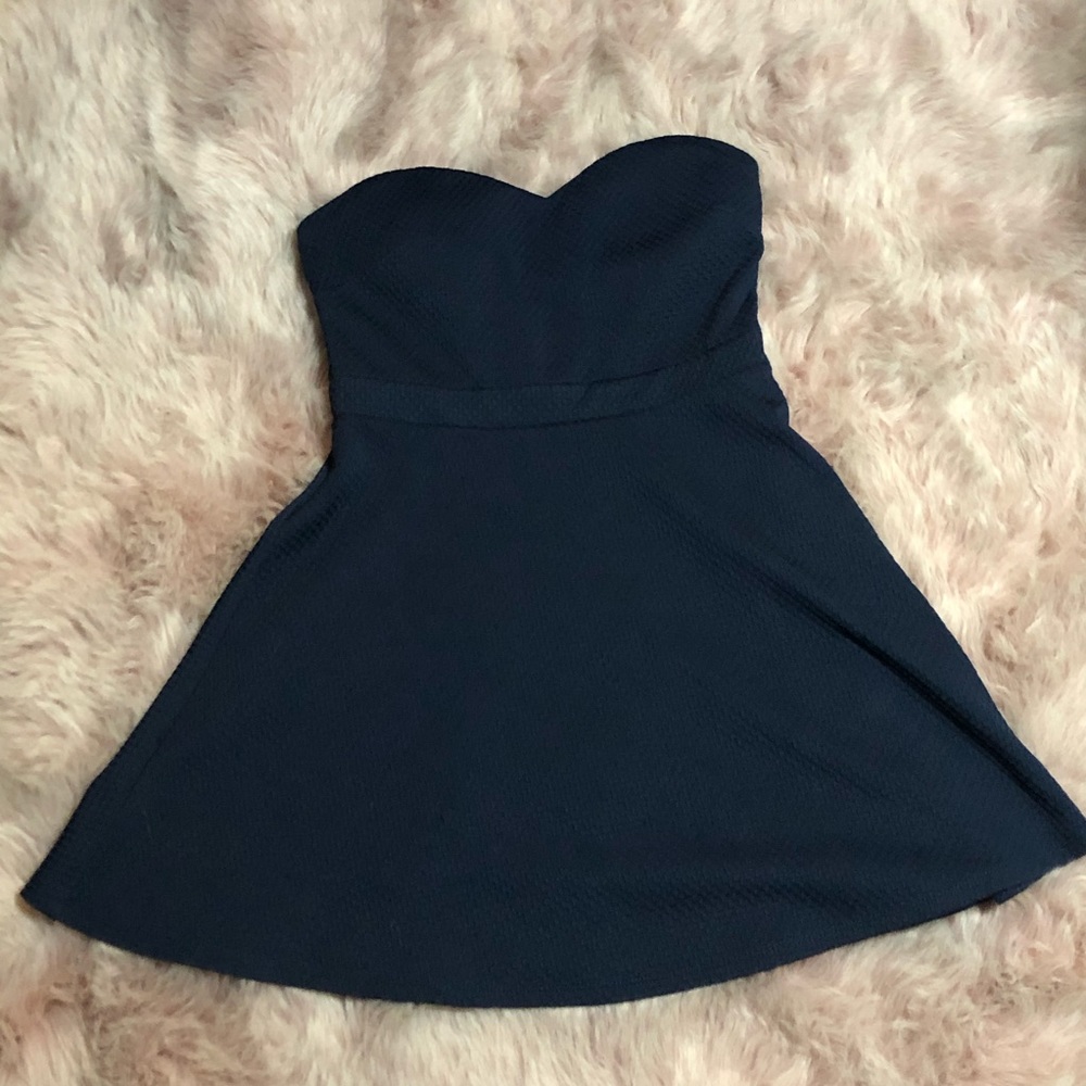 Navy Blue Strapless Dress